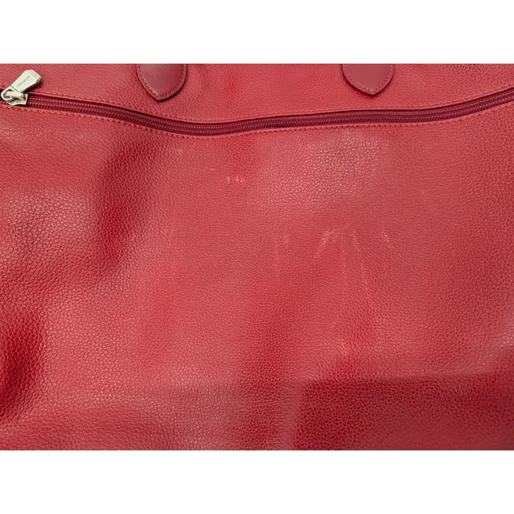 Long Champ‎ Vintage Weekender Bag Calfskin Leather Shoulder Strap Double Handled